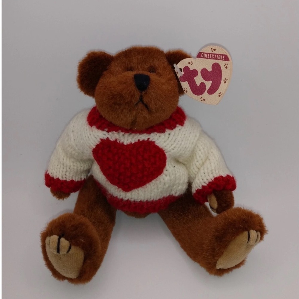 Ty Collectibles Casanova Brown Plush Bear 1993 Heart Knit Sweater Vintage 8"